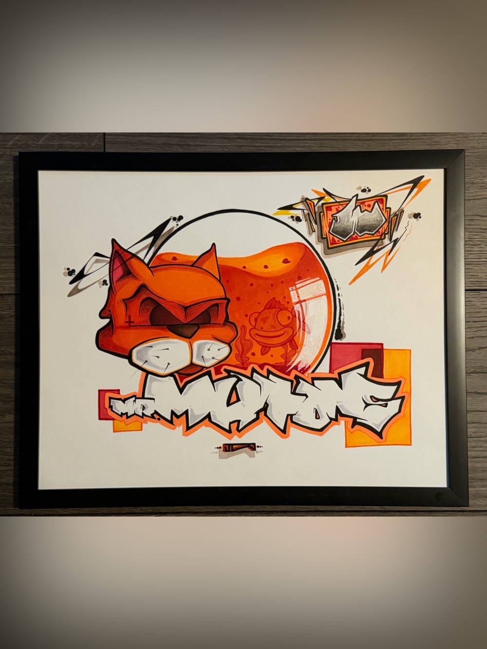 Original Art by Independent Artist Framed Mixed Media Drawing 11x14